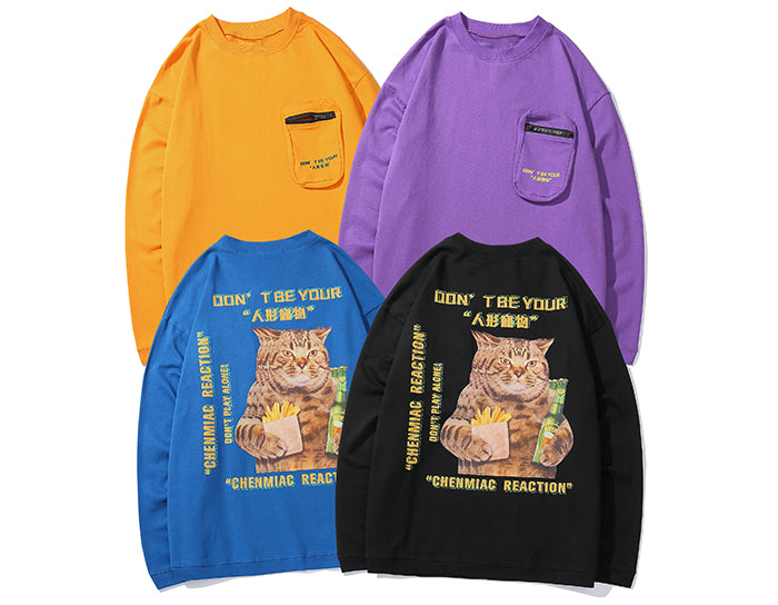 Cat Letter Printed Casual Sweatshirts