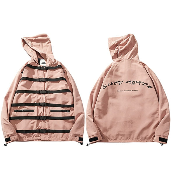 Buckle Ribbons Hoodie Jackets