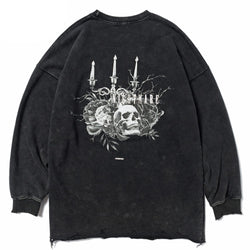 Dark Candle Skull Print Sweatshirts