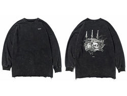 Dark Candle Skull Print Sweatshirts