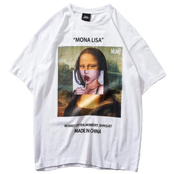 Funny Mona Lisa Print T-Shirt