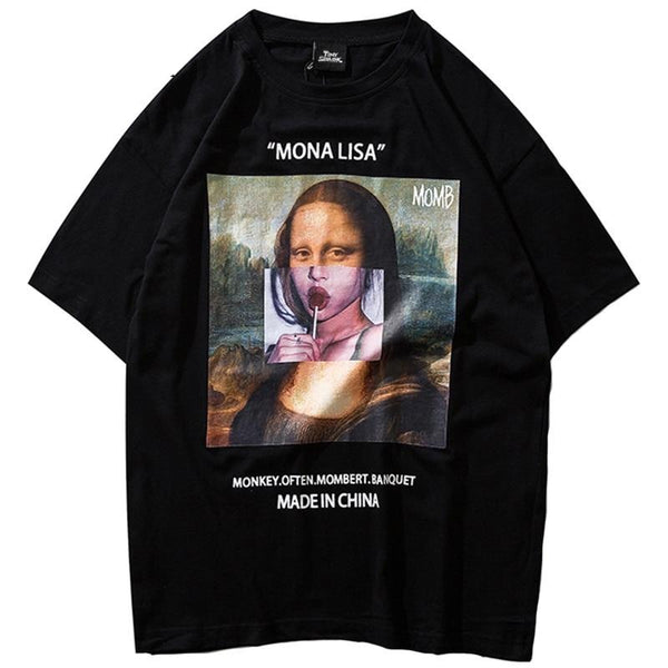 Funny Mona Lisa Print T-Shirt