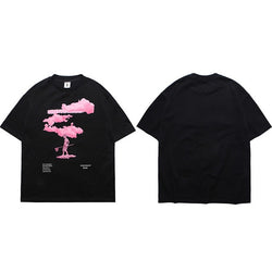 Pink Cloud Print Hip Hop T Shirt