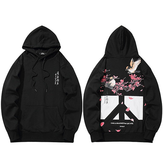 Floral Bird Print Hoodies