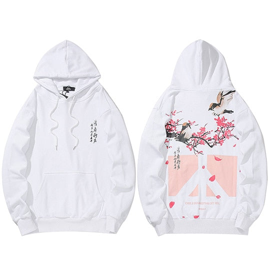 Floral Bird Print Hoodies