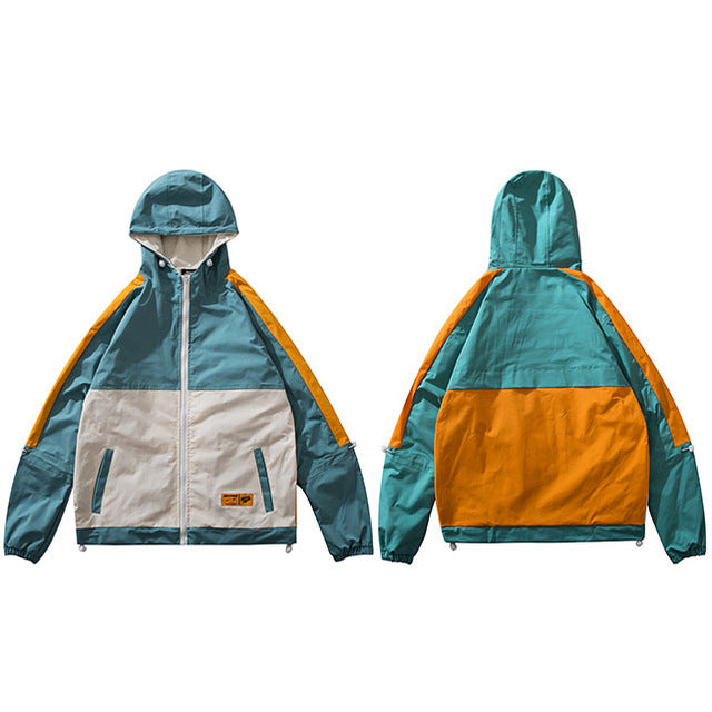 Color Block Hooded Track Jackets