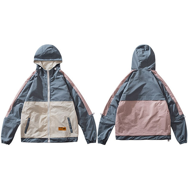 Color Block Hooded Track Jackets