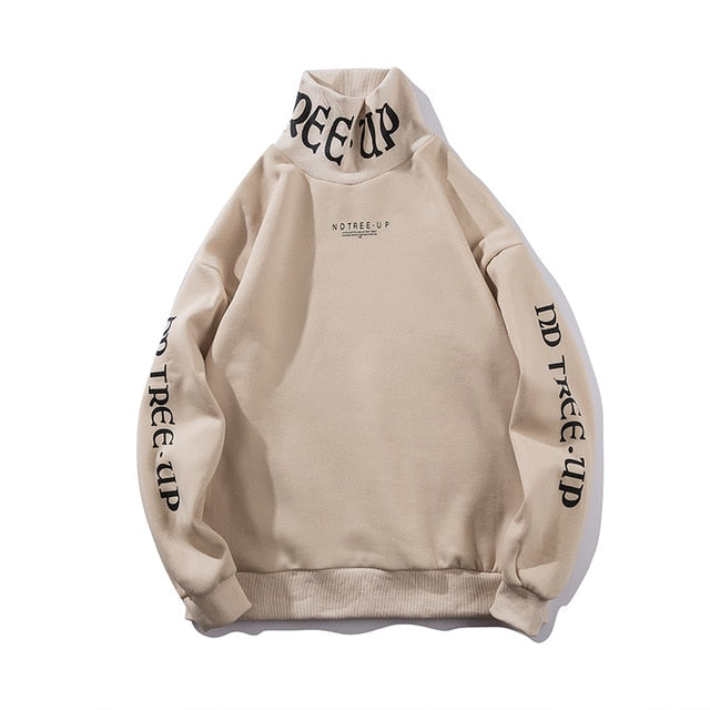 Letter Print High Neck Sweatshirts