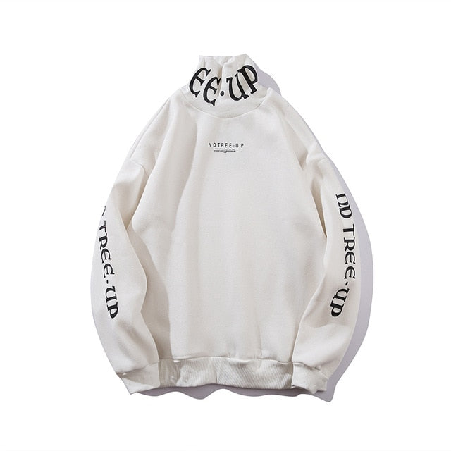 Letter Print High Neck Sweatshirts