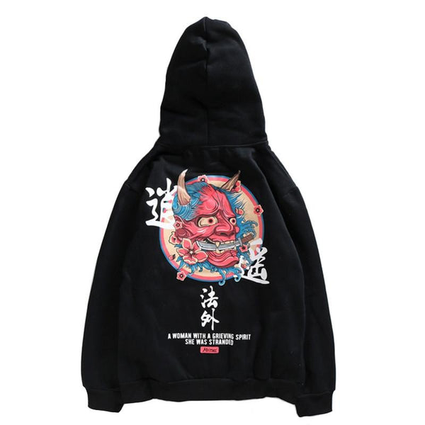 GHOST CHINESE CHARACTER PRINTED HOODIE