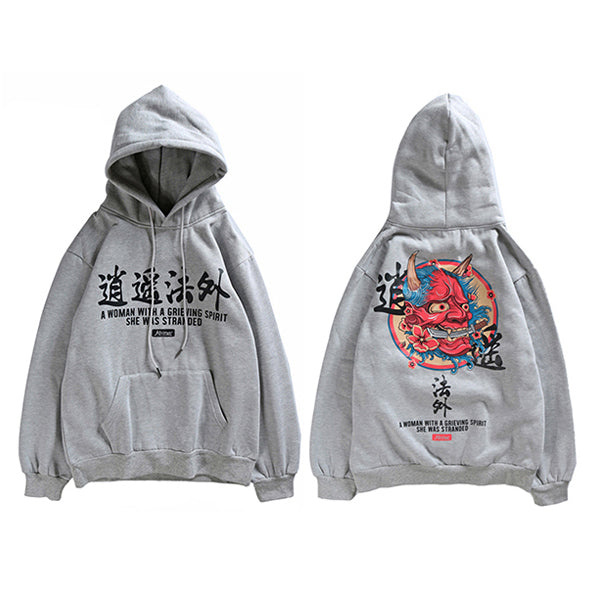 GHOST CHINESE CHARACTER PRINTED HOODIE