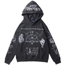 Men Skull Graffiti Print Hoodie