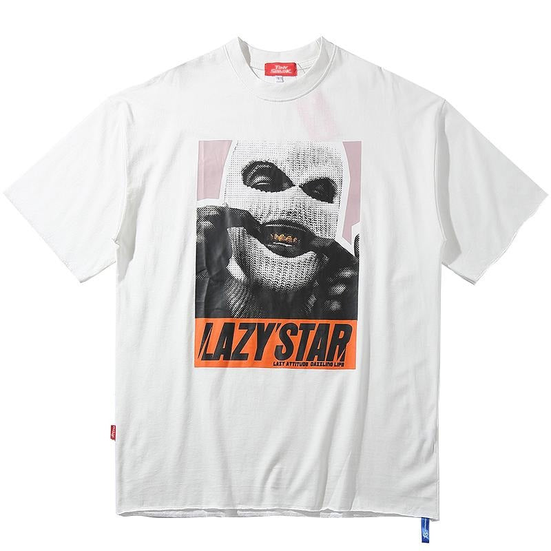 Masked Man Print Oversize T-shirt