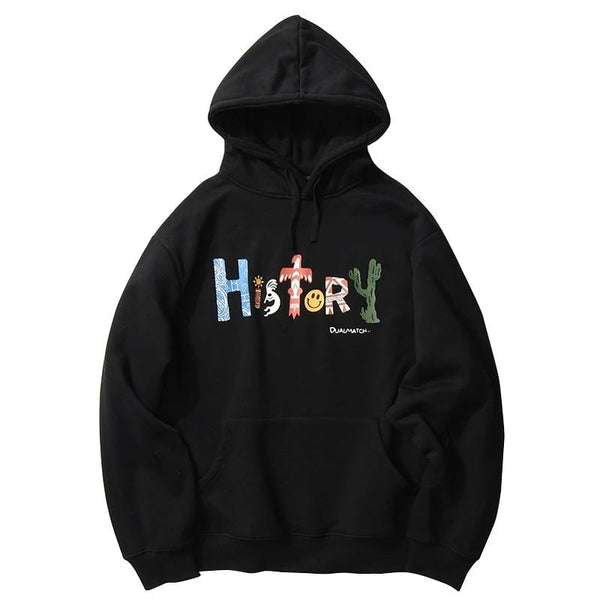 Smile Face History Print Hoodie