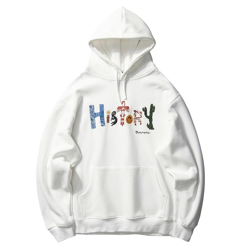 Smile Face History Print Hoodie