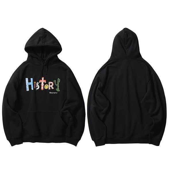 Smile Face History Print Hoodie