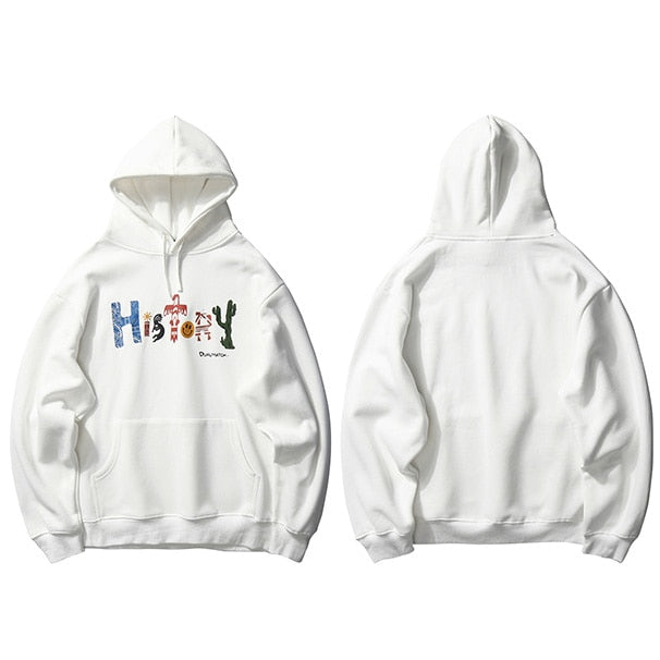 Smile Face History Print Hoodie