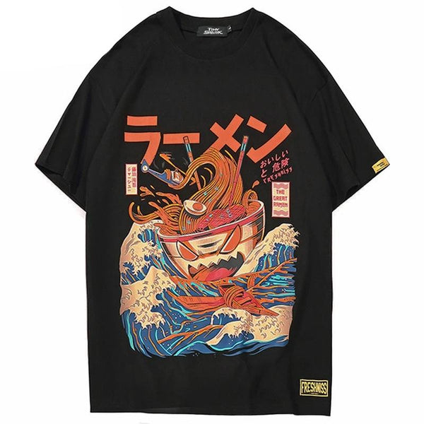 Noodle Ship Cartoon Print T-Shirt