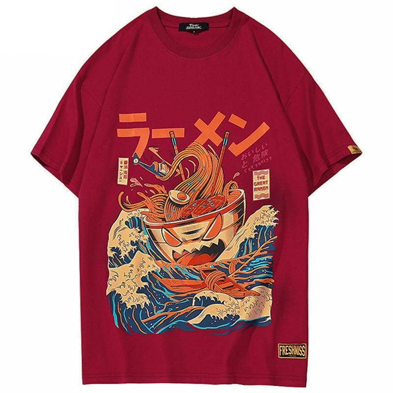 Noodle Ship Cartoon Print T-Shirt