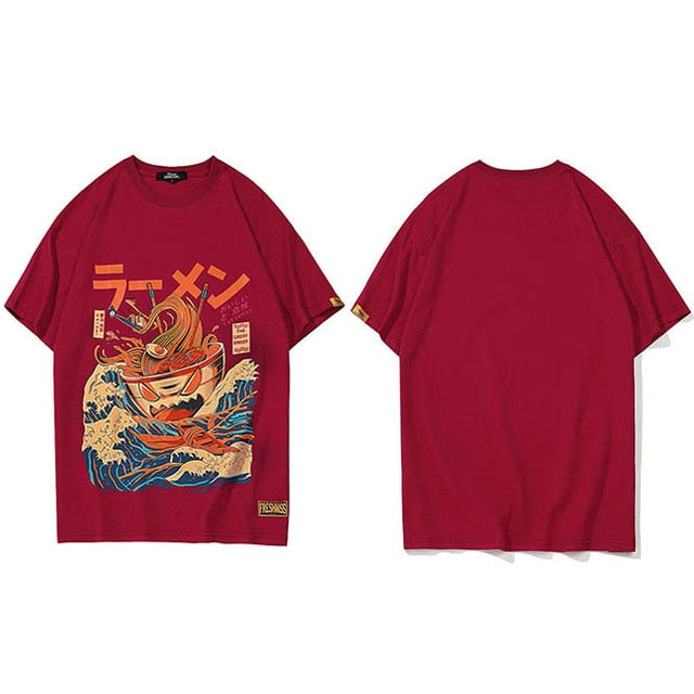 Noodle Ship Cartoon Print T-Shirt