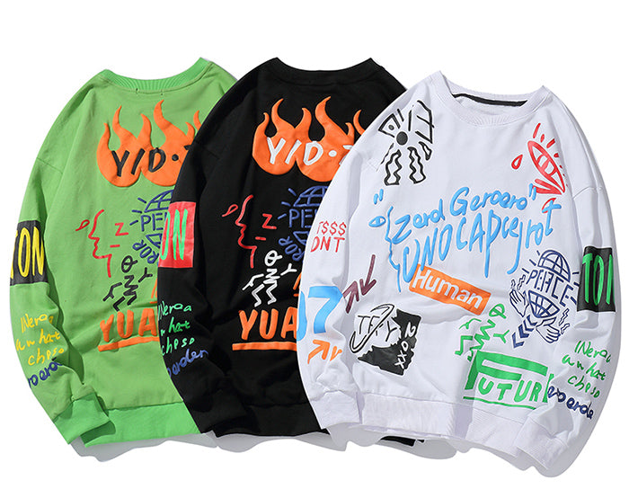 Fashion Graffiti Pullover Sweatshirts